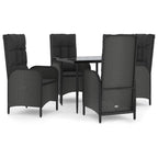 5-tlg. Garten-Essgruppe mit Kissen Schwarz Poly Rattan