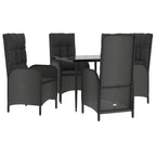 5-tlg. Garten-Essgruppe mit Kissen Schwarz Poly Rattan