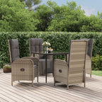 5-tlg. Garten-Essgruppe mit Kissen Schwarz und Grau Poly Rattan