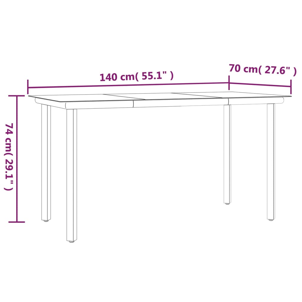 7-tlg. Garten-Essgruppe mit Kissen Schwarz Poly Rattan