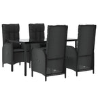5-tlg. Garten-Essgruppe mit Kissen Schwarz Poly Rattan
