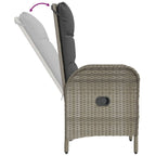 7-tlg. Garten-Essgruppe mit Kissen Schwarz und Grau Poly Rattan