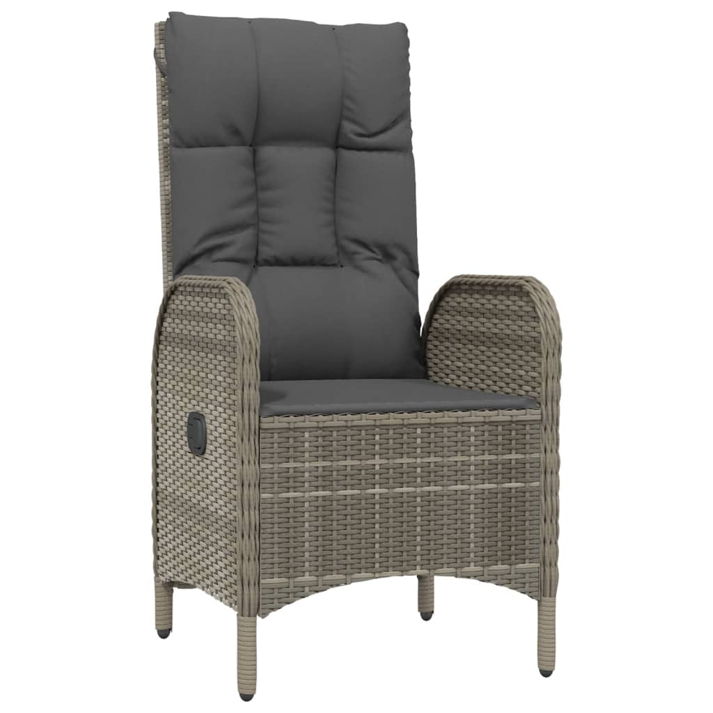 9-tlg. Garten-Essgruppe mit Kissen Schwarz und Grau Poly Rattan