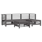 5-tlg. Garten-Lounge-Set mit Kissen Grau Massivholz