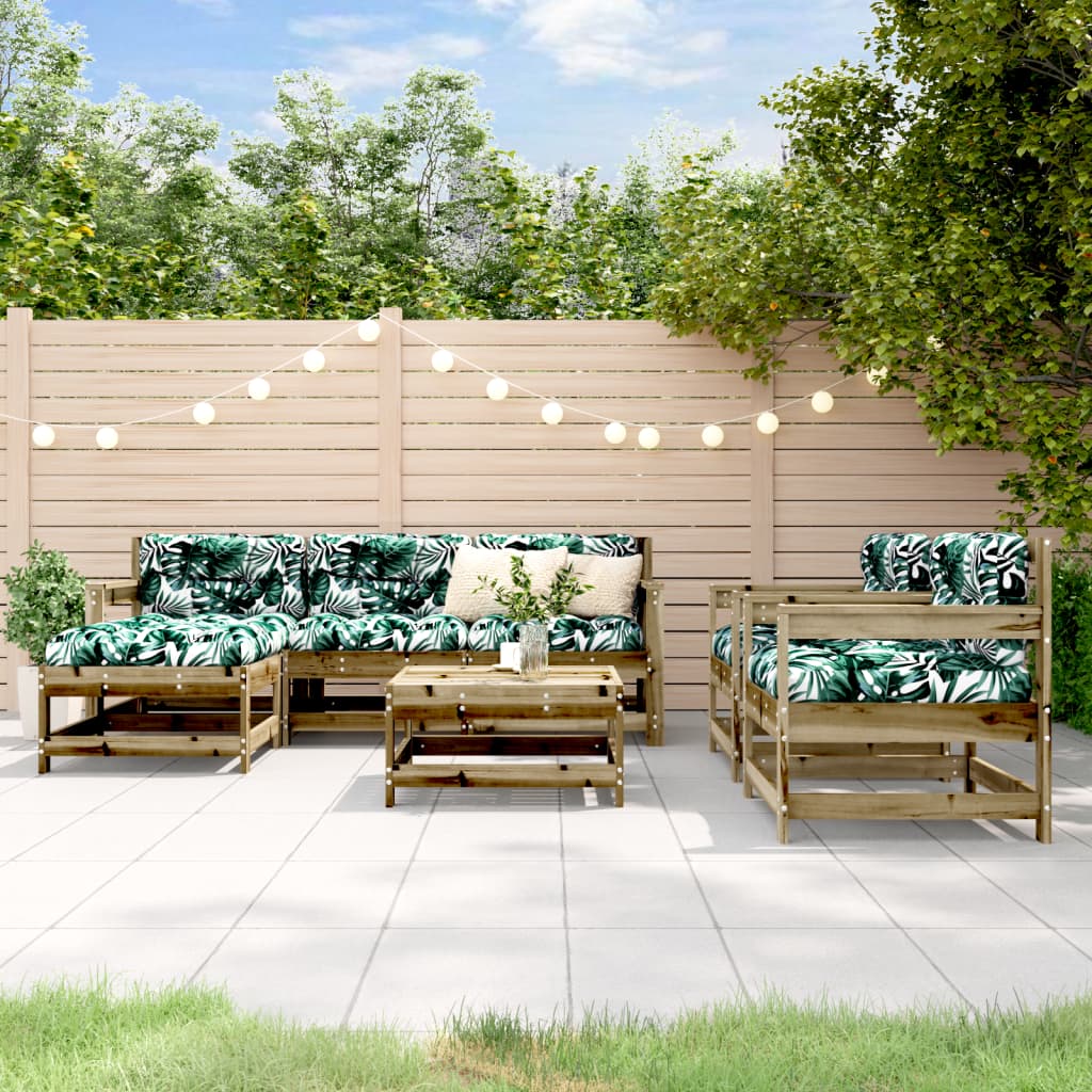 7-tlg. Garten-Lounge-Set mit Kissen Imprägniertes Kiefernholz