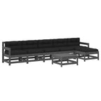 7-tlg. Garten-Lounge-Set mit Kissen Grau Massivholz