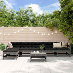 7-tlg. Garten-Lounge-Set mit Kissen Grau Massivholz