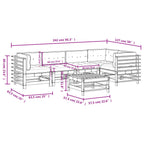6-tlg. Garten-Lounge-Set mit Kissen Weiß Massivholz