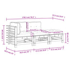 3-tlg. Garten-Lounge-Set mit Kissen Kiefernholz Imprägniert