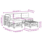 5-tlg. Garten-Lounge-Set mit Kissen Weiß Massivholz