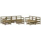 10-tlg. Garten-Lounge-Set mit Kissen Kiefernholz Imprägniert