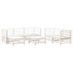 7-tlg. Garten-Lounge-Set Weiß Massivholz Kiefer