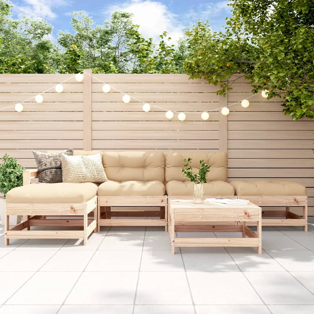 6-tlg. Garten-Lounge-Set Massivholz Kiefer