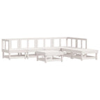 7-tlg. Garten-Lounge-Set Weiß Massivholz Kiefer