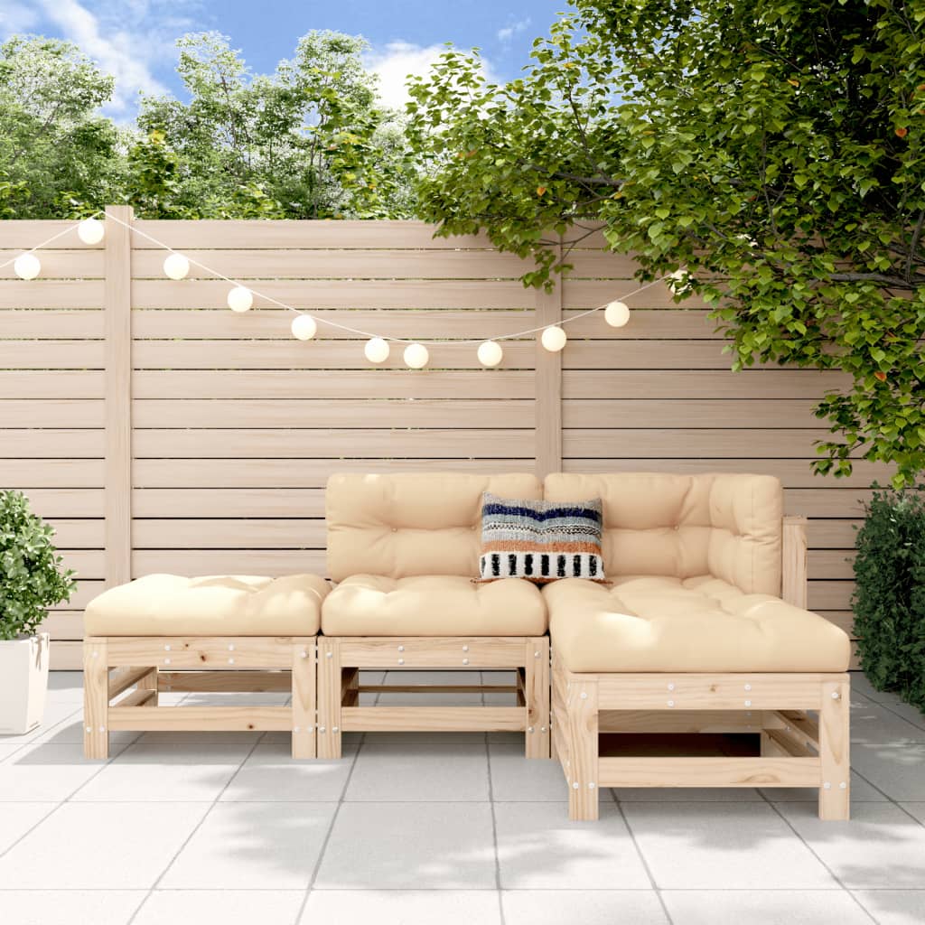 4-tlg. Garten-Lounge-Set Massivholz Kiefer