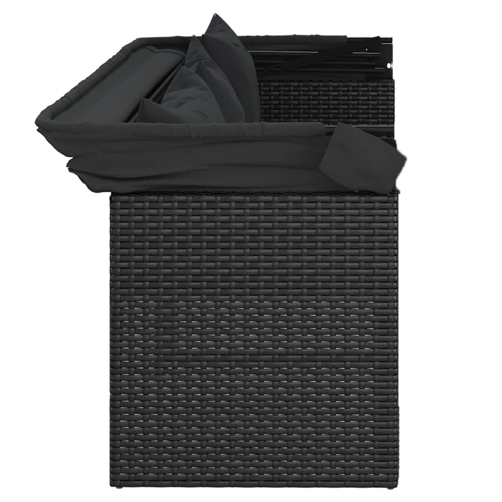 4-tlg. Garten-Sofagarnitur mit Kissen Schwarz Poly Rattan
