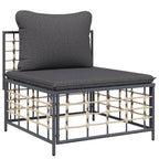 5-tlg. Garten-Lounge-Set mit Kissen Anthrazit Poly Rattan