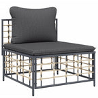 5-tlg. Garten-Lounge-Set mit Kissen Anthrazit Poly Rattan