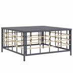 4-tlg. Garten-Lounge-Set mit Kissen Anthrazit Poly Rattan