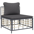 8-tlg. Garten-Lounge-Set mit Kissen Anthrazit Poly Rattan