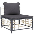 10-tlg. Garten-Lounge-Set mit Kissen Anthrazit Poly Rattan