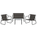4-tlg. Garten-Lounge-Set mit Kissen Anthrazit Stahl