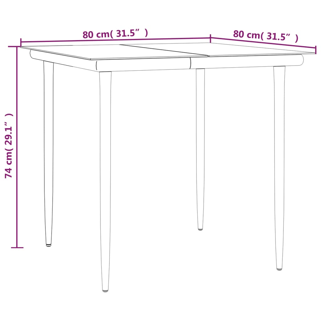 3-tlg. Garten-Essgruppe mit Kissen Poly Rattan und Stahl