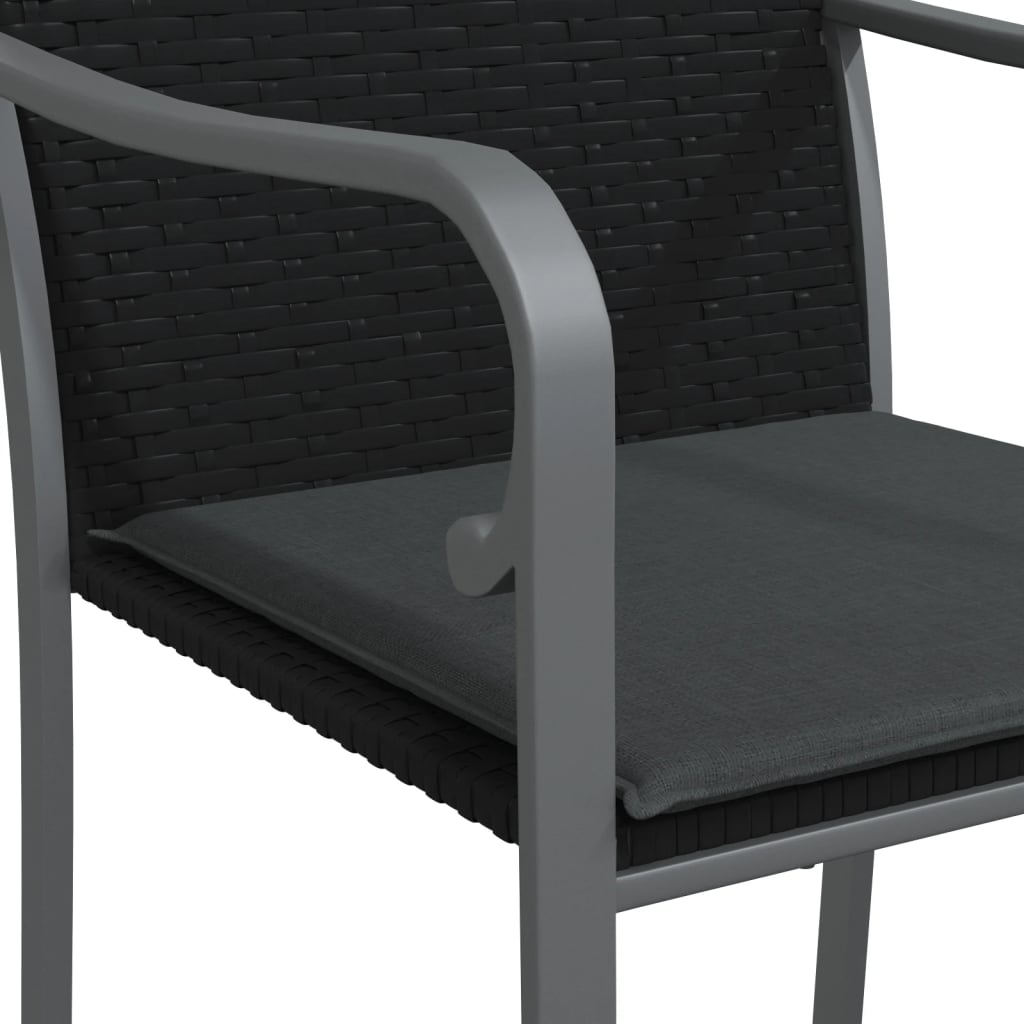 3-tlg. Garten-Essgruppe mit Kissen Poly Rattan und Stahl