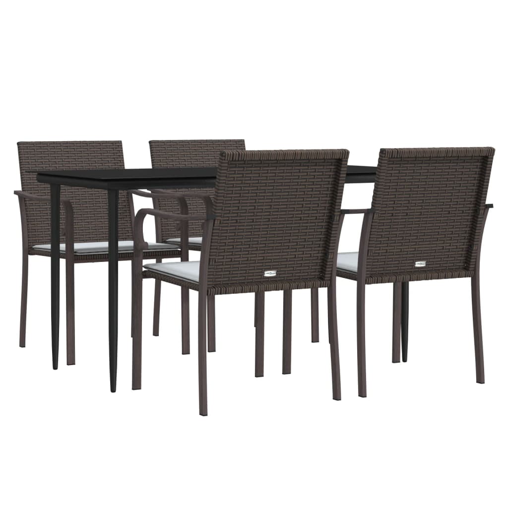 5-tlg. Garten-Essgruppe mit Kissen Poly Rattan und Stahl