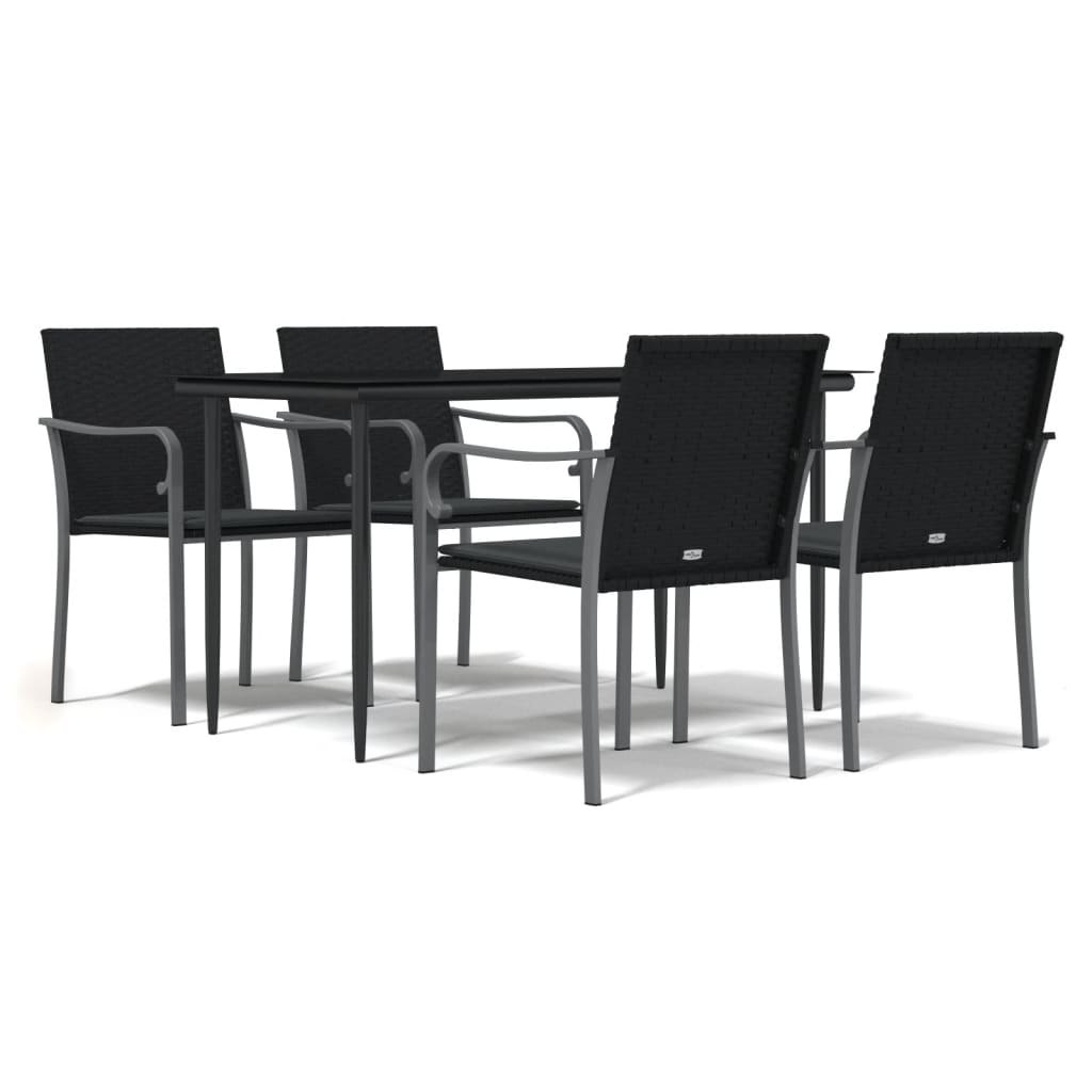 5-tlg. Garten-Essgruppe mit Kissen Poly Rattan und Stahl