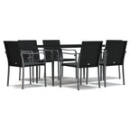 7-tlg. Garten-Essgruppe mit Kissen Poly Rattan und Stahl