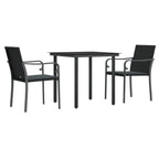3-tlg. Garten-Essgruppe mit Kissen Poly Rattan und Stahl