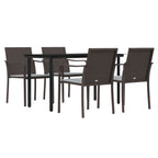 5-tlg. Garten-Essgruppe mit Kissen Poly Rattan und Stahl