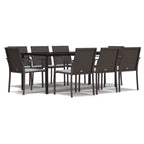 9-tlg. Garten-Essgruppe mit Kissen Poly Rattan und Stahl