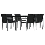 7-tlg. Garten-Essgruppe mit Kissen Poly Rattan und Stahl