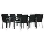 9-tlg. Garten-Essgruppe mit Kissen Poly Rattan und Stahl