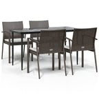 5-tlg. Garten-Essgruppe mit Kissen Poly Rattan und Stahl