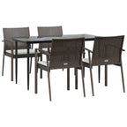 5-tlg. Garten-Essgruppe mit Kissen Poly Rattan und Stahl