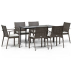 7-tlg. Garten-Essgruppe mit Kissen Poly Rattan und Stahl