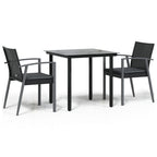 3-tlg. Garten-Essgruppe mit Kissen Poly Rattan und Stahl