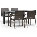 5-tlg. Garten-Essgruppe mit Kissen Poly Rattan und Stahl