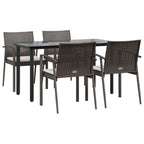 5-tlg. Garten-Essgruppe mit Kissen Poly Rattan und Stahl