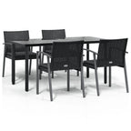5-tlg. Garten-Essgruppe mit Kissen Poly Rattan und Stahl