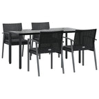 5-tlg. Garten-Essgruppe mit Kissen Poly Rattan und Stahl