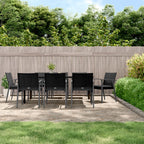 9-tlg. Garten-Essgruppe mit Kissen Poly Rattan und Stahl