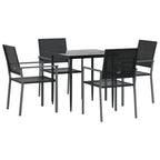 5-tlg. Garten-Essgruppe Poly Rattan und Stahl