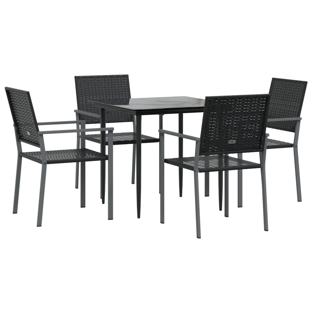 5-tlg. Garten-Essgruppe Poly Rattan und Stahl