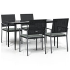 5-tlg. Garten-Essgruppe mit Kissen Poly Rattan und Stahl