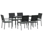 7-tlg. Garten-Essgruppe mit Kissen Poly Rattan und Stahl