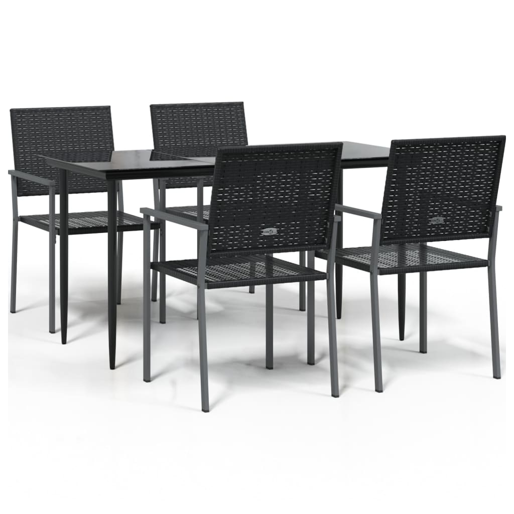 5-tlg. Garten-Essgruppe Poly Rattan und Stahl